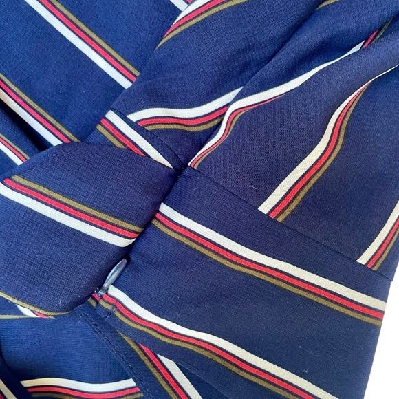 Guess Navy Striped V-Neck Blouse Size S - Long Puff Sleeves, Preppy Corpcore - Picture 6 of 15